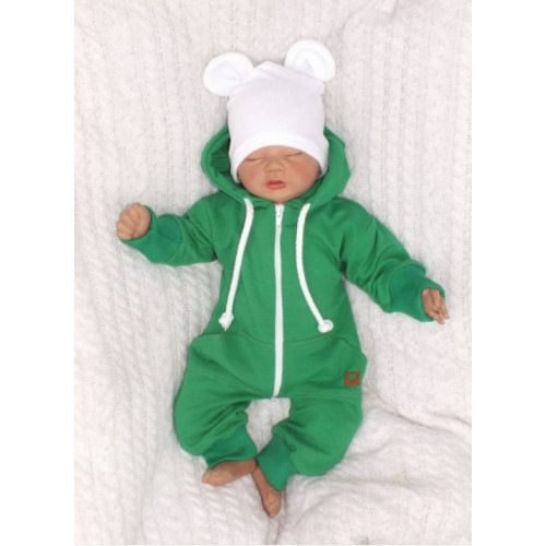 Z&Z Detský teplákový overal s kapucňou, zelený, veľ. 68