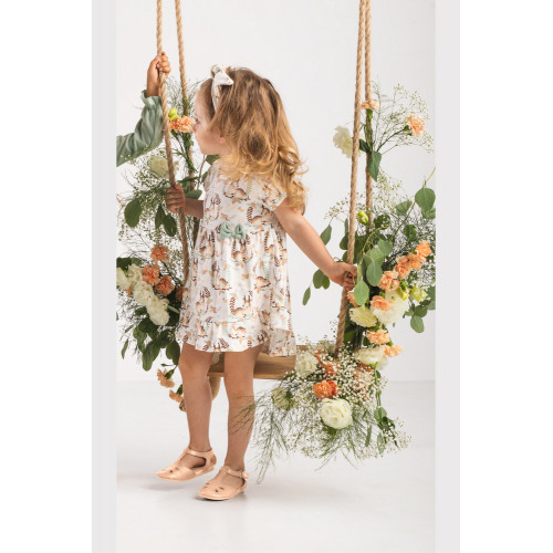 Bavlnené šatôčky kr. rukáv Bambi, Nicol, krémové, veľ. 104