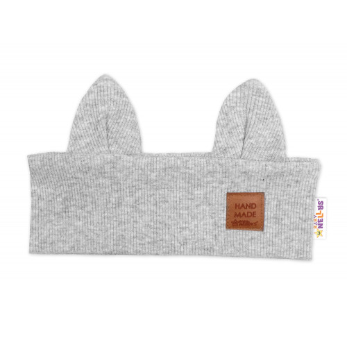 Čelenka Cat s úškami pre deti Hand Made - šedý melír, 1-3 rokov