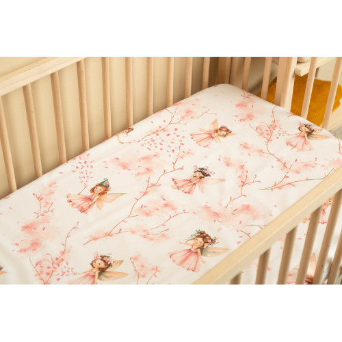 Prestieradlo do postieľky 60x120, Víla Ema, ružová, biela