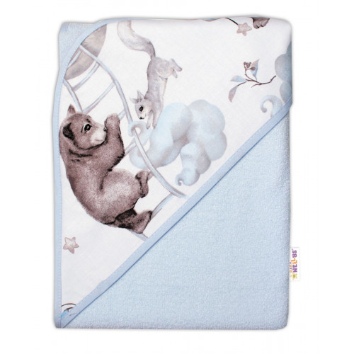 6-dielna výhod. sada s darčekom pre bábätko Baby Nellys, 135x100 Zvířátka na mráčku, modrá