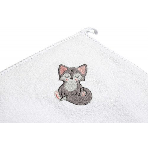 Detská froté osuška s kapucňou 100x100 cm - Vlk biely