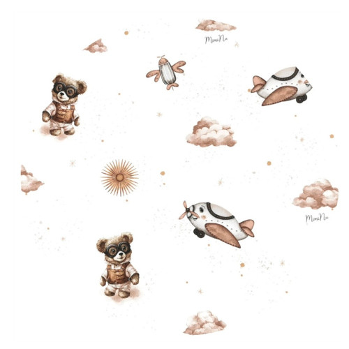 Letný spací vak so zahrnovacími nohavičkami, bavlna, Méďa pilot - biela, béžová, veľ. M