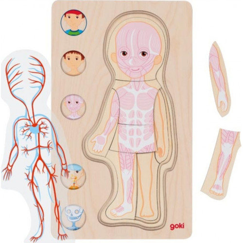 Drevené viacvrstvové puzzle/vkladačka Ľudské telo - Chlapec