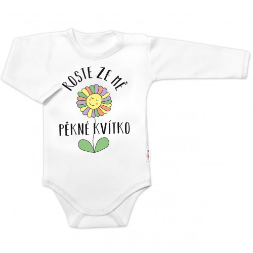 Body dlhý rukáv Roste ze mě pěkné kvítko, Baby Nellys, biele, veľ. 68