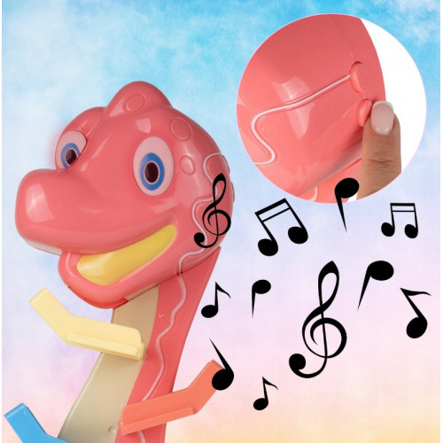 Veselá hrajúca autodráha/šmykľavka Dino Tulimi + 6 autíčok, oranžová