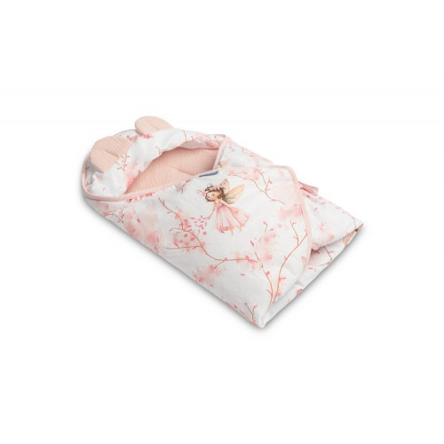 Zavinovačka 2v1 do autosedačky, kočíka, mušelín, bavlna - Víla Ema, ružová, biela