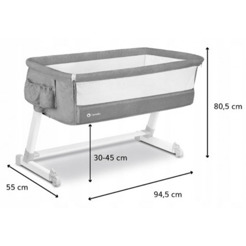 Lionelo Cestovná postieľka LO-Theo - Concrete, sv.šedá