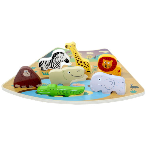 Drevené puzzle Safari prepojiteľné, 7 dielov