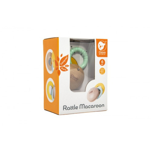 Hrkálka makrónky drevo / plast v krabičke 12x16x8cm 6m +