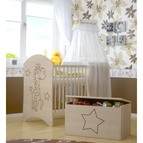 BabyBoo Dětská postieľka ŽIRAFKA 120x60cm. Gravírovaný obrázok.