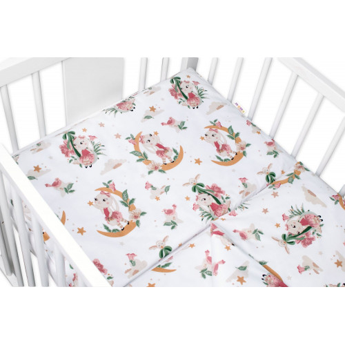 3-dielna sada Mantinel s obliečkami, Bunny Star, biela s potlačou, 120x90 cm