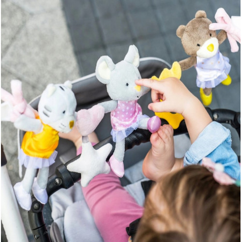 BabyOno Závesná edukačná hračka na kočík Ballerinas, sivá