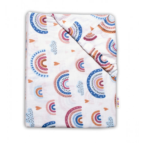 Bavlnená prestieradlo  70 x 140 cm - Dúha, pastelová/biela