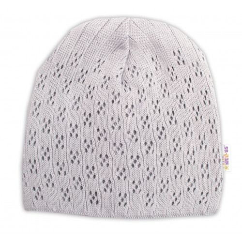 Dvojvrstvová ažúrková čiapka, bavlna, Baby Nellys - sivá, veľ. 92/98