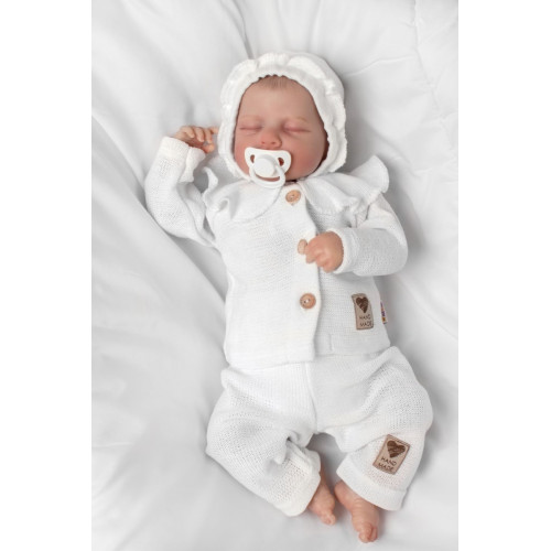 Pletené nohavice Hand Made Girl, Baby Nellys, biele, veľ. 68