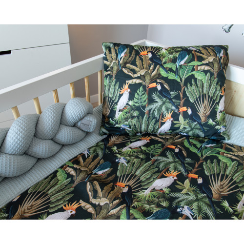 Baby Nellys 2-dielna súprava do postielky -Vafel, bavlna LUX, Papagaj, 135 x 100 cm