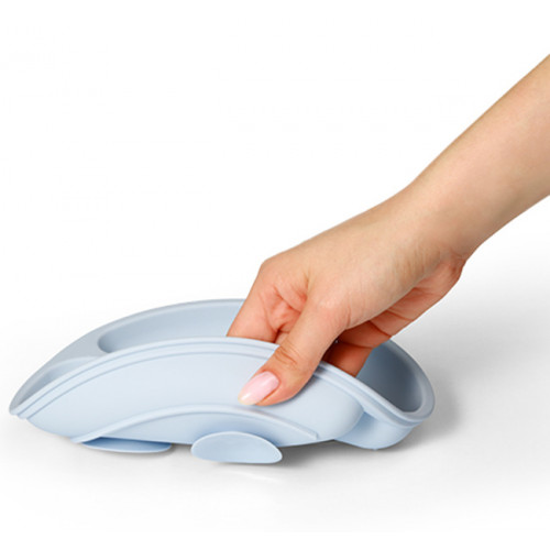 Silikónový tanier, trojkomorový s prísavkou - modrý