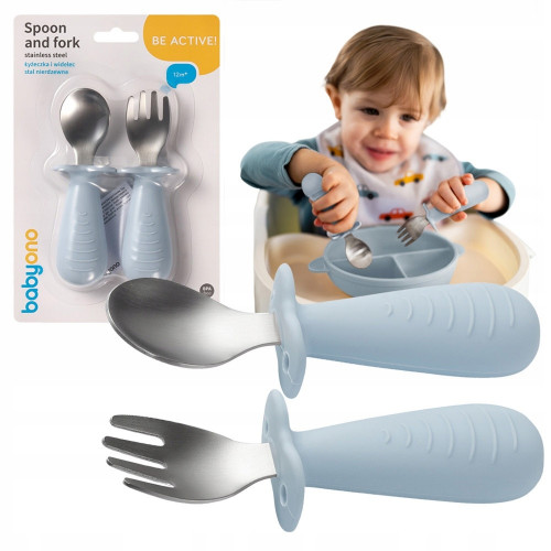 Detské príbory z nerezovej ocele - modré