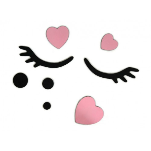 Adam Toys Dekorácie na stenu - Spiace očká zo srdiečkami, ružové