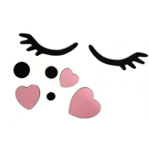 Adam Toys Dekorácie na stenu - Spiace očká zo srdiečkami, ružové