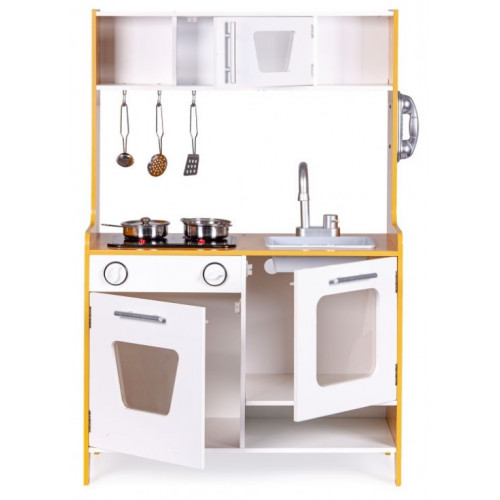Eco Toys Drevená detská Retro kuchynka so svetlom a zvukom