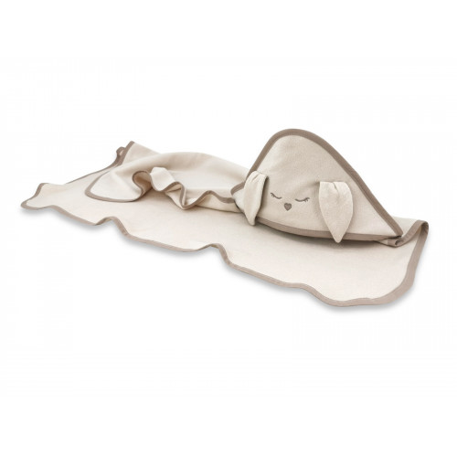 Bambusová osuška s kapucňou Zajačik, 100x100 cm, béžová