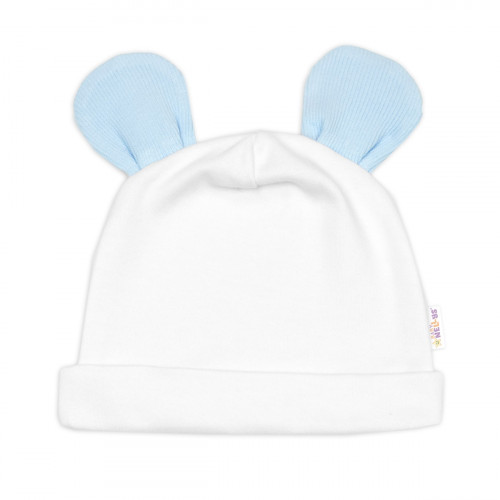 Rebrovaná sada,Star 5D, body, polodupačky, kabátik, čiapka, rukavice - modrá, biela