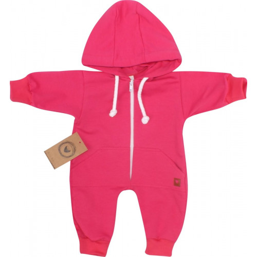 Z & Z Detský teplákový overal s kapucňou, amarant, veľ. 92