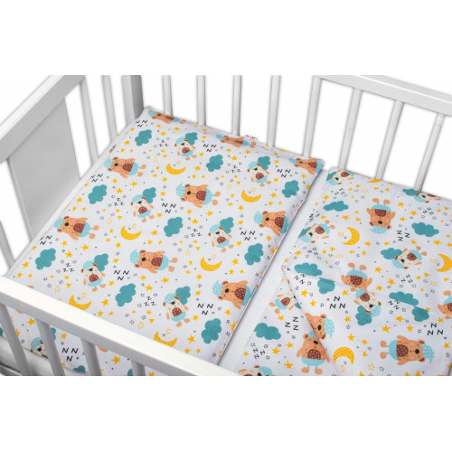 3-dielna sada - mantinel s obliečkami Sny medvedíkov - hnedá, biela, 135x100 cm