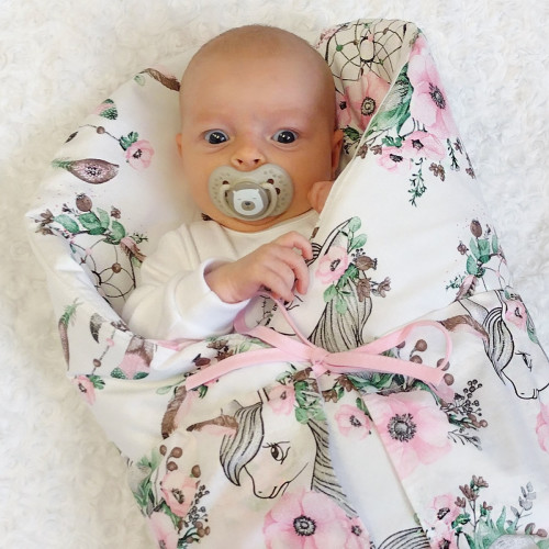 Baby Nellys 6-dielna výhod. súprava pre bábätko s darčekom,120x90, Sny Jednorožca, ružová