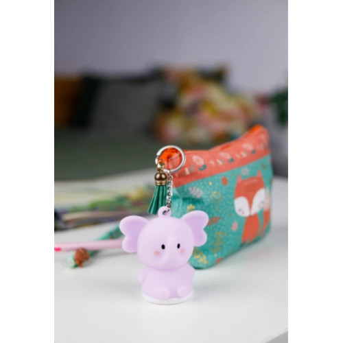 Svietiaca silikónová kľúčenka Sloník - fialový