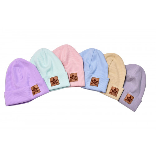 Baby Nellys Rebrovaná dvojvrstvová čiapka s lemom - sv. modrá, veľ. 92/98