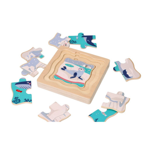 Adam Toys Drevené vrstvené puzzle Antarktída
