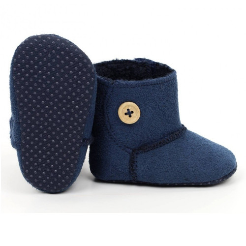 Semiškové dojčenské capačky/topánočky s kožúškom - granátové
