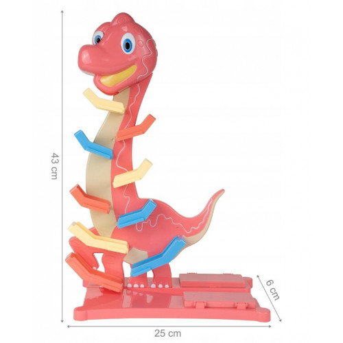 Veselá hrajúca autodráha/šmykľavka Dino Tulimi + 6 autíčok, oranžová