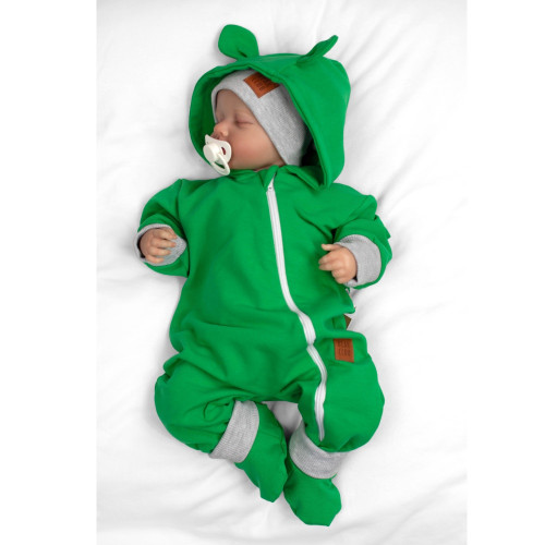 Rastúci teplákový overal pre bábätko, čiapky, topánky, 3D, Nature - zelený