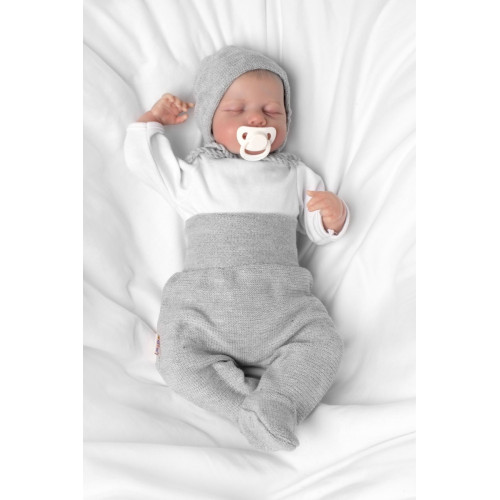 Pletené dojčenské polodupačky Hand Made, Baby Nellys, sivé, veľ. 62