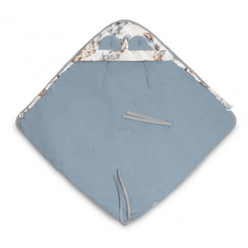 Zavinovačka 2v1 do autosedačky, kočíka, mušelín, bavlna - Dráčik modrý, jeans