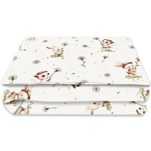 Mantinel s obliečkami do postieľky, 3D sada Bavlna, Kocúrik a púpava - biela, 135x100