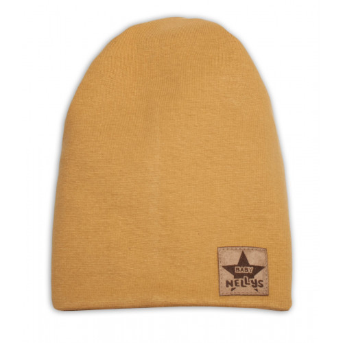 Baby Nellys Hand Made Jarná/jesenná bavlnená čiapka - dvojvrstvová, horčicová, vel. 110