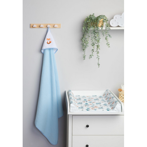 Detská froté osuška s kapucňou 100x100 cm - Líška modrá