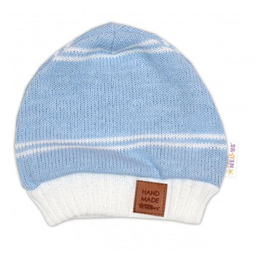 Pletená sada pre bábätko s jemným prúžkom 2D, lux - modrá, biela, veľ. 80