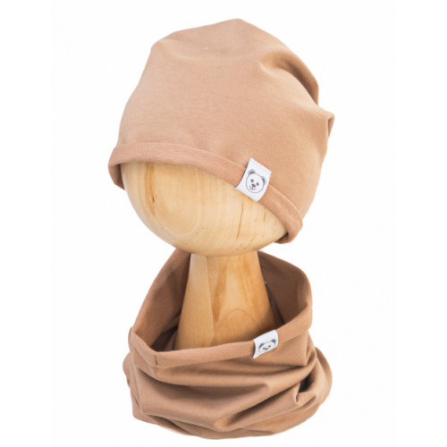 Čiapka s nákrčníkom bavlna, Little Bear, Baby Nellys, béžová, veľ. 98/134