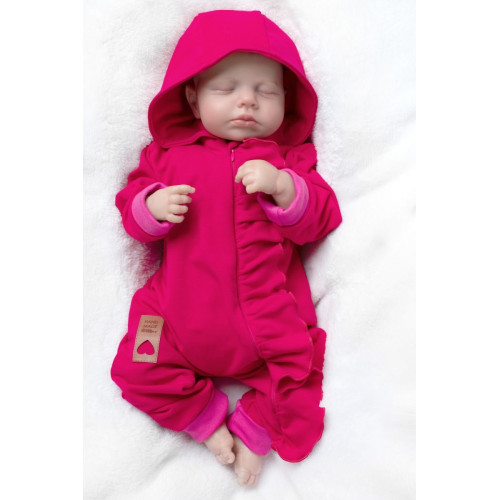 Teplákový overal s volánikom a kapucňou GIRL, Baby Nellys, amarant, veľ. 86