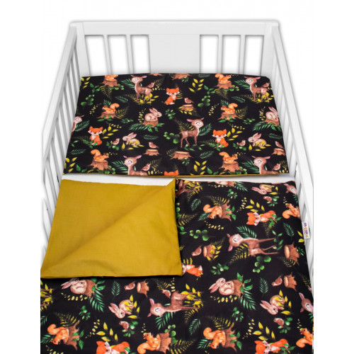 Baby Nellys 3-dielna sada Mantinel s obliečkami, Baby Friends, čierna/zelená