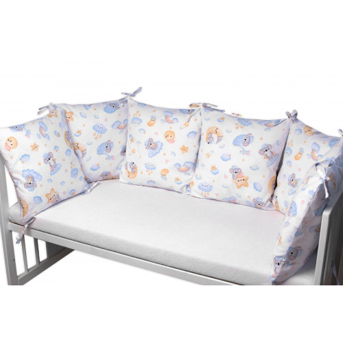 Vankúšikový mantinel 6ks 40x40cm, Baby Nellys, Dreams Koala - modrý