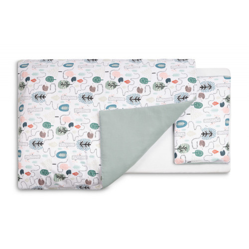 Mušelínové obliečky do postieľky 135x100, Ježko Toník, zelené