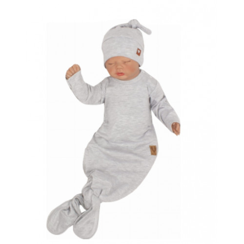 Z & Z Dojčenský rastúce bavlnený overal + čiapočka, sivý