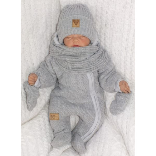 Z&Z Zimná čiapka 3v1 + komín, sivá